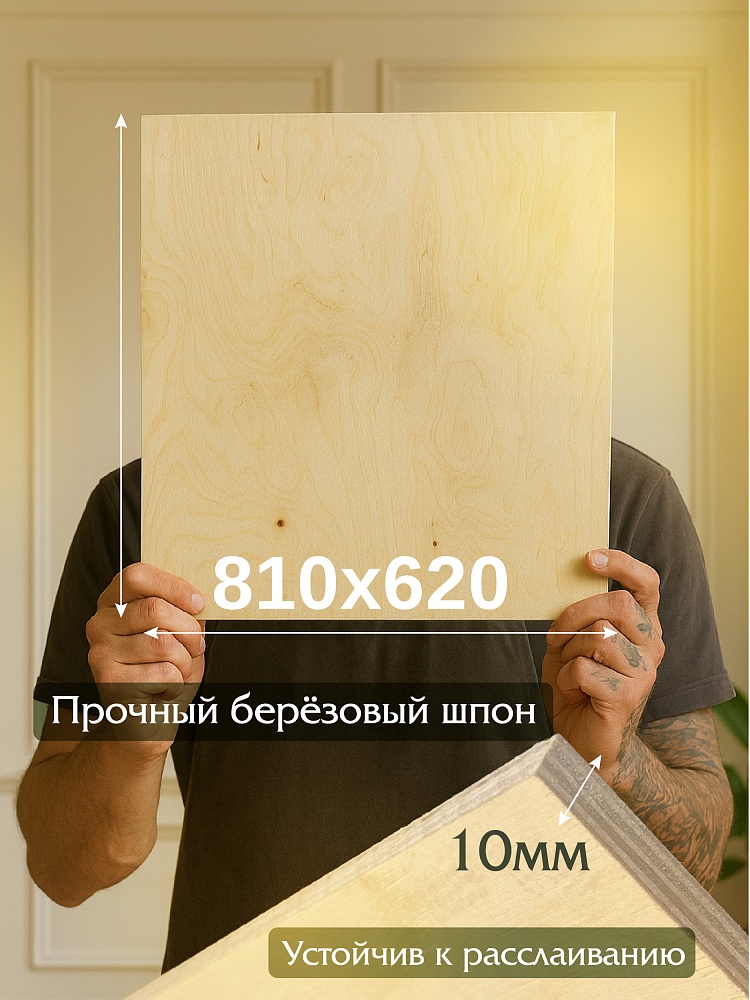 Фанера Промышленник 810х620х10мм, береза, упаковка 5 шт фото 2