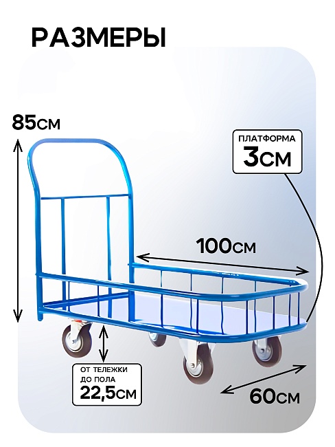 Платформенная тележка Промышленник 1000х600 ПБМ-6.10 160 мм с бортиком фото 2