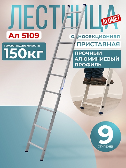 Лестница односекционная Alumet Ал 5109 фото 1