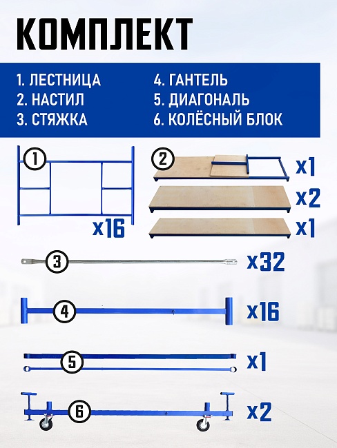 Вышка-тура Промышленник ВСП ПРОМ 2.0х2.0, 10.0 м фото 4