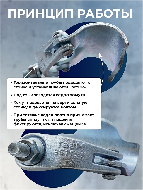 Фиксирующий кованый хомут 48 мм для строительных лесов фото 4